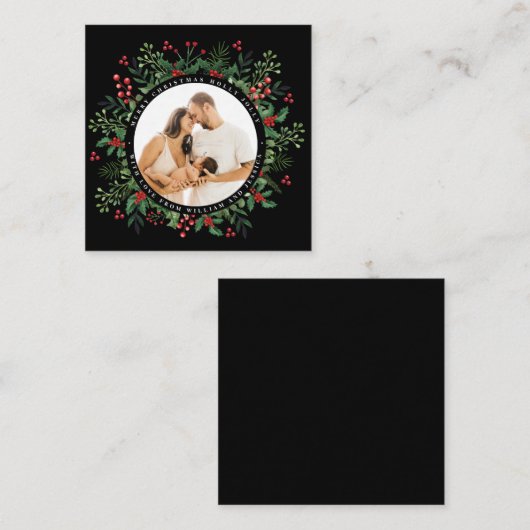 Aangepaste foto botanische groen Kerstmis Notitiekaartje (Voorkant / Achterkant)