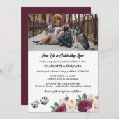 Aangepaste foto Bourgogne Bloemen Hond Thema Bruil Kaart (Voorkant / Achterkant)