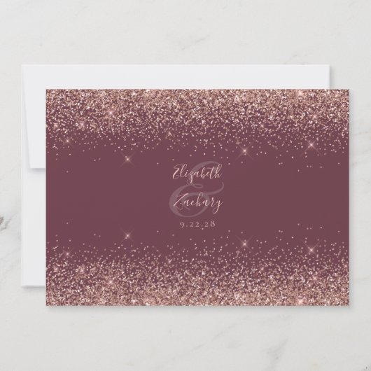 Aangepaste Foto Bourgondië Roos Gouden Glitter Huw Bedankkaart (Achterkant)