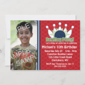 Aangepaste foto Bowling Birthday Party Kaart (Voorkant)