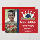 Aangepaste foto Bowling Birthday Party Kaart (Voorkant / Achterkant)