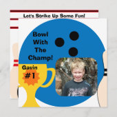 Aangepaste foto-Bowling Champ-uitnodigingen Kaart (Voorkant / Achterkant)
