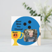 Aangepaste foto-Bowling Champ-uitnodigingen Kaart (Staand voorkant)