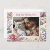 Aangepaste Foto Briefkaart voor Cat Lovers Floral  (Voorkant / Achterkant)