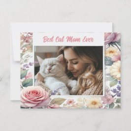 Aangepaste Foto Briefkaart voor Cat Lovers Floral