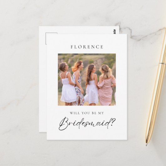 Aangepaste foto bruidsmeisje voorstel briefkaart (Voorkant / Achterkant in situ)