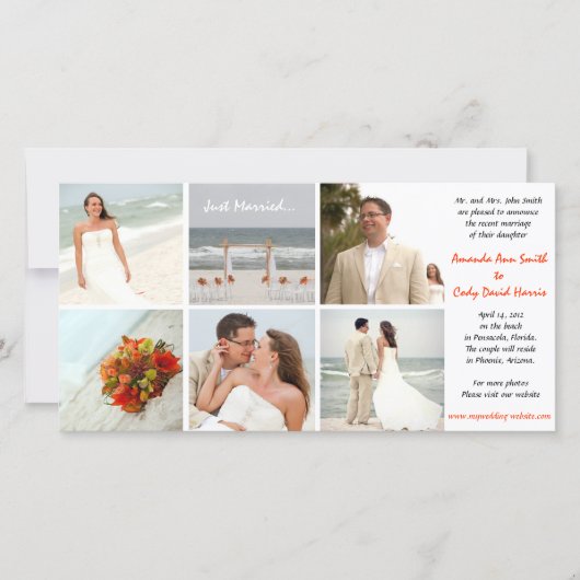 Aangepaste foto bruiloft aankondiging (Voorkant)