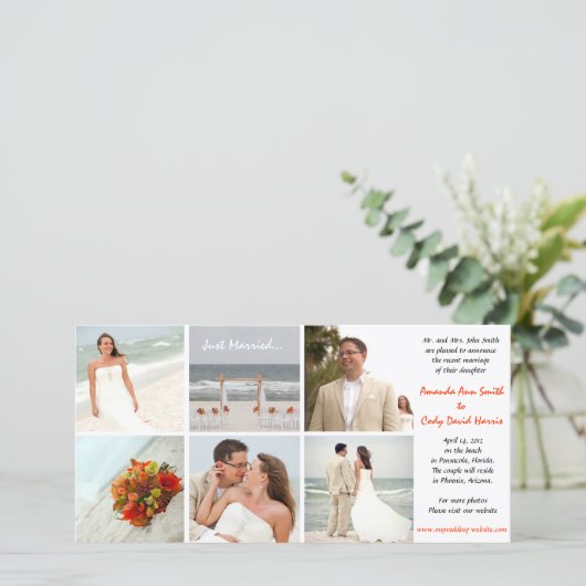 Aangepaste foto bruiloft aankondiging (Staand voorkant)