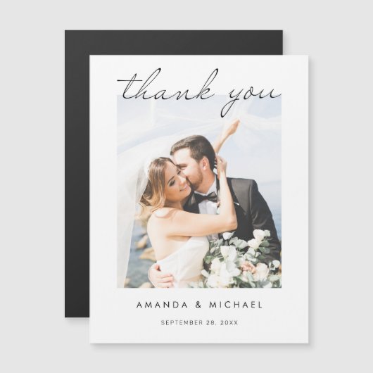 Aangepaste foto-bruiloft Bedankt Magnet-Sjabloon (Voorkant / Achterkant)