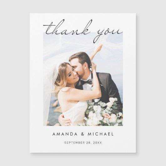 Aangepaste foto-bruiloft Bedankt Magnet-Sjabloon (Voorkant)