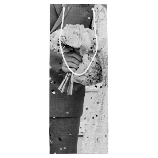 Aangepaste foto bruiloft dank u wijn geschenk tas wijn cadeautas (Achterkant)