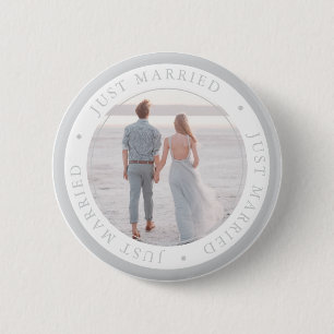 Aangepaste foto bruiloft gelegenheid eenvoudig ronde button 5,7 cm