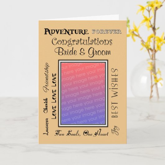 Aangepaste foto bruiloft goud gefeliciteerd kaart (Gele Bloem)