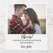 Aangepaste foto bruiloft gunsten verloving wijn etiket (Enkel label)