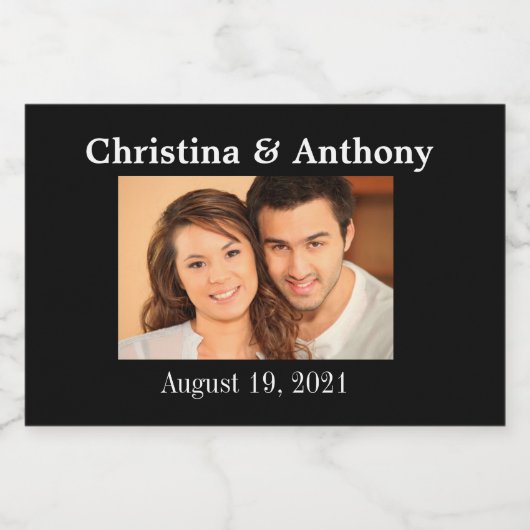 Aangepaste foto Bruiloft Mini Mousserende Wijn Fav Sparkling Wijnetiket (Enkel label)