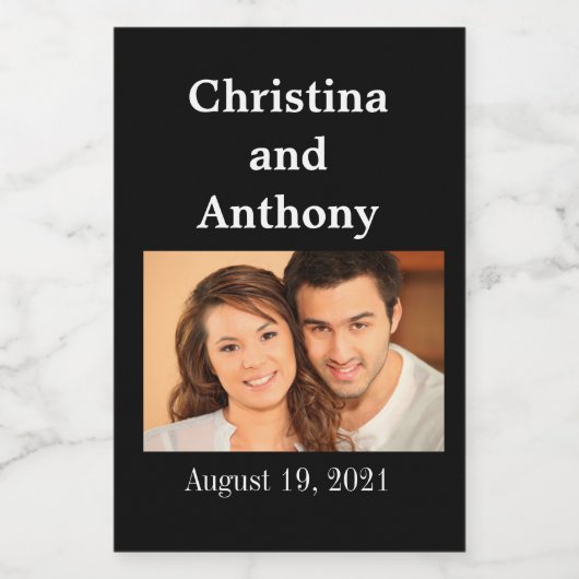 Aangepaste foto Bruiloft Mini Wijn Favor Label Wijn Etiket (Enkel label)