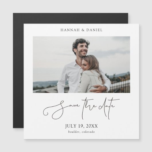 Aangepaste foto-bruiloft Opslaan Datum magneet (Voorkant / Achterkant)