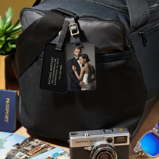 Aangepaste foto bruiloft portret huwelijksreis bagagelabel (Voorkant /achterkant)