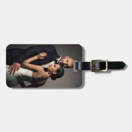 Aangepaste foto bruiloft portret huwelijksreis bagagelabel