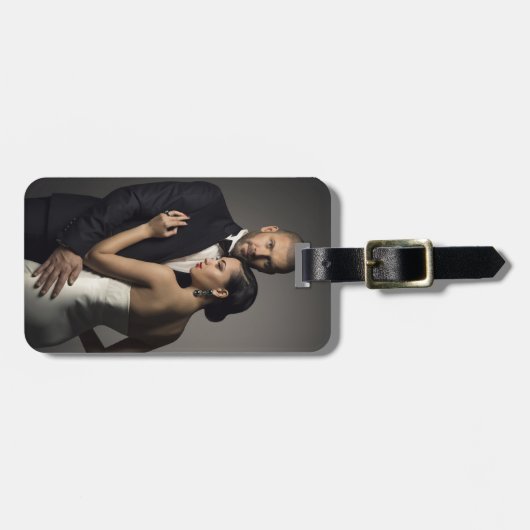 Aangepaste foto bruiloft portret huwelijksreis bagagelabel (Voorkant horizontaal)