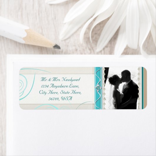 Aangepaste foto bruiloft retour adres labels (Insitu)