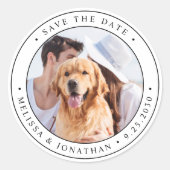 Aangepaste foto bruiloft Save The Date  Ronde Sticker (Voorkant)