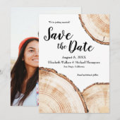 Aangepaste foto-bruiloft Save the Date Rustic Wood (Voorkant / Achterkant)