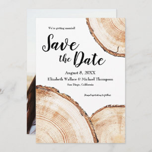 Aangepaste foto-bruiloft Save the Date Rustic Wood