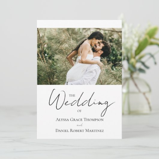 Aangepaste foto Bruiloft Website Zwart-wit Kaart (Staand voorkant)