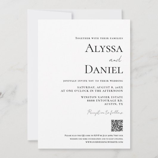 Aangepaste foto Bruiloft Website Zwart-wit Kaart (Achterkant)