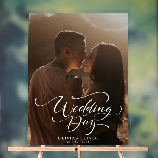 Aangepaste foto bruiloft welkom acryl bord (Neutraal)