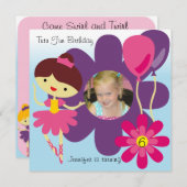 Aangepaste foto Brunette Ballerina Birthday Invite Kaart (Voorkant / Achterkant)