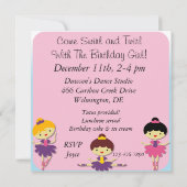 Aangepaste foto Brunette Ballerina Birthday Invite Kaart (Achterkant)