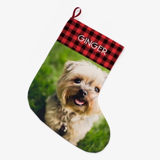 Aangepaste foto-buffels gepersonaliseerd grote kerstsok (Voorkant (Hangend))