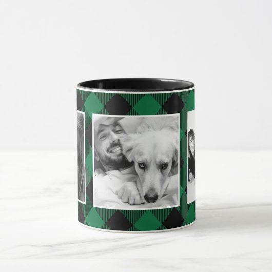 Aangepaste foto-buffels met groen kerstfeest mok (Midden)