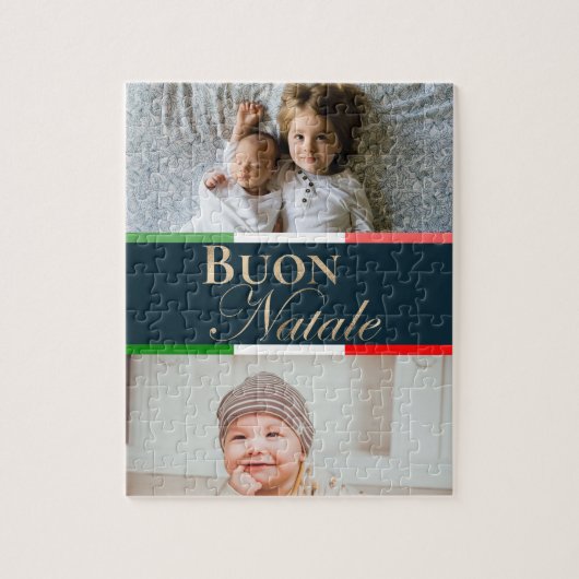 Aangepaste foto Buon Natale Italiaanse Kerstmis Legpuzzel (Verticaal)