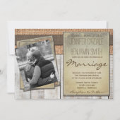 Aangepaste foto Burlap Barn Wood Huwelijksuitnodig Kaart (Voorkant)