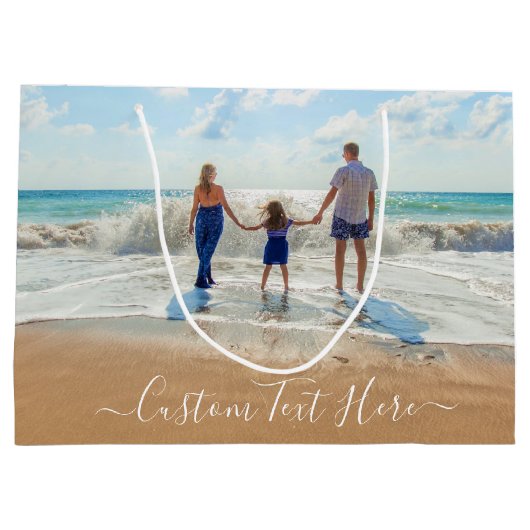 Aangepaste foto-cadeau met foto's en tekst groot cadeauzakje (Achterkant)