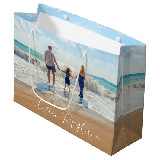Aangepaste foto-cadeau met foto's en tekst groot cadeauzakje (Voorkant Gekanteld)