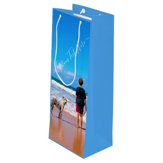 Aangepaste foto-cadeau met foto's en tekst wijn cadeautas (Achterkant Gekanteld)