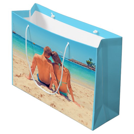 Aangepaste foto-cadeau met je favoriete foto's groot cadeauzakje (Voorkant Gekanteld)