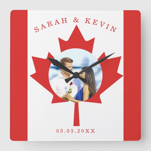 Aangepaste foto Canadese vlag Vierkante Klok (Voorkant)