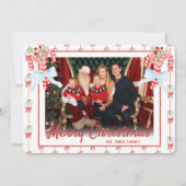 Aangepaste foto, Candy Cane Waterverf Feestdagenkaart (Voorkant)