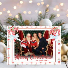 Aangepaste foto, Candy Cane Waterverf Feestdagenkaart