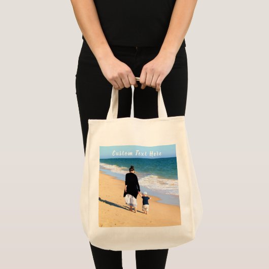 Aangepaste foto Canvas tas met tekst (Voorkant (product))
