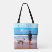 Aangepaste foto Canvas tas met tekst (Achterkant)