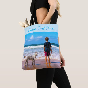 Aangepaste foto Canvas tas met tekst