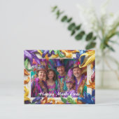 Aangepaste foto💚💜💛 Carnaval Elegance Briefkaart (Staand voorkant)
