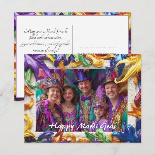 Aangepaste foto💚💜💛 Carnaval Elegance Briefkaart (Voorkant / Achterkant)