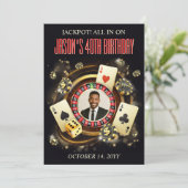 Aangepaste Foto Casino Verjaardagsfeest Uitnodigen Kaart (Staand voorkant)